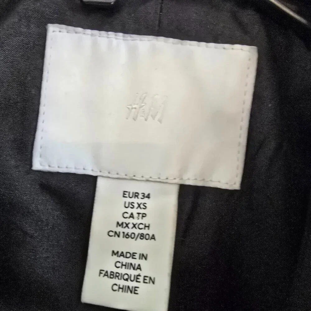 H&M Double-Breasted Trench Coat - Black